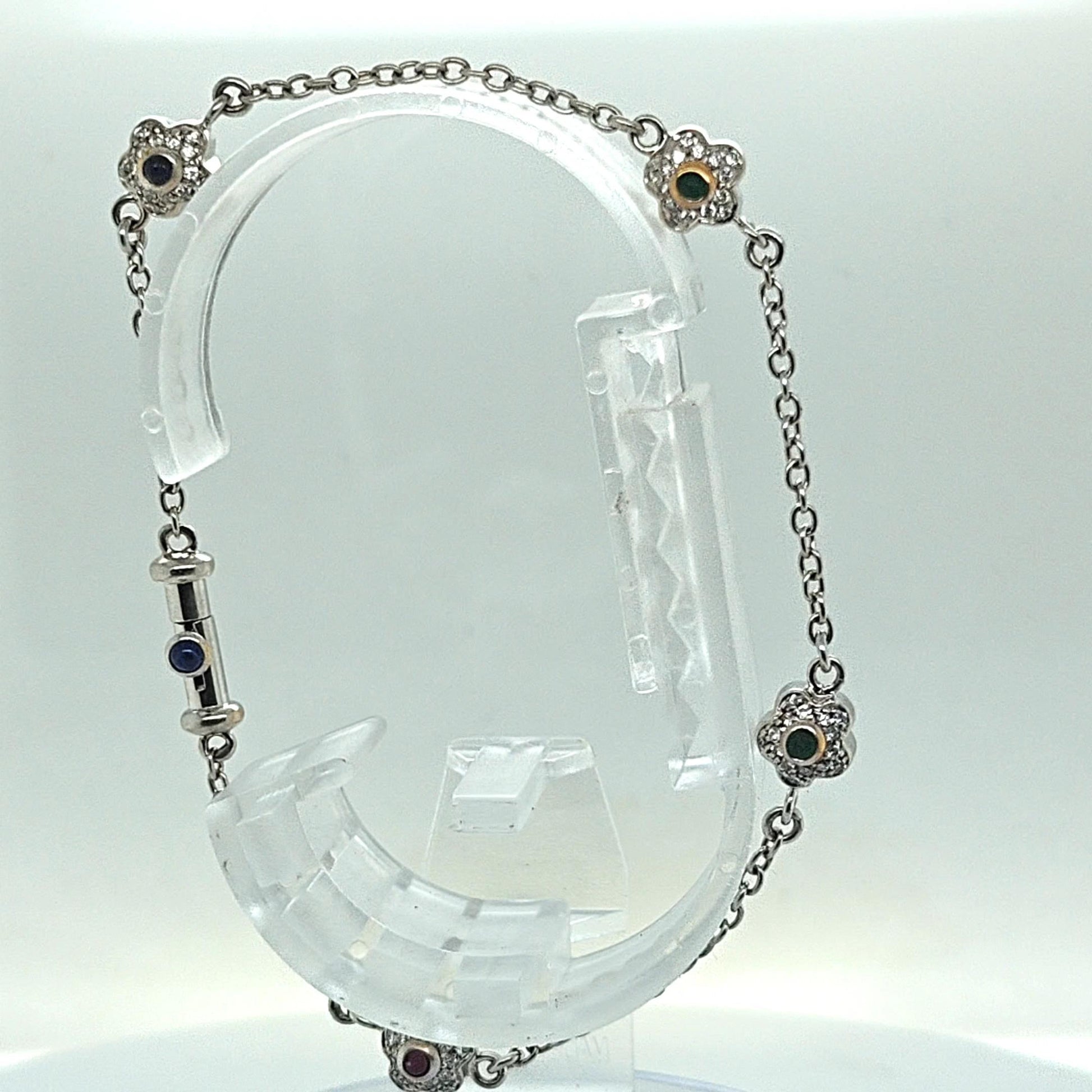 DIAMOND 4 BALL BRACELET GEMSTONES WHITE GOLD