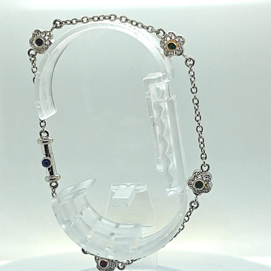 DIAMOND 4 BALL BRACELET GEMSTONES WHITE GOLD