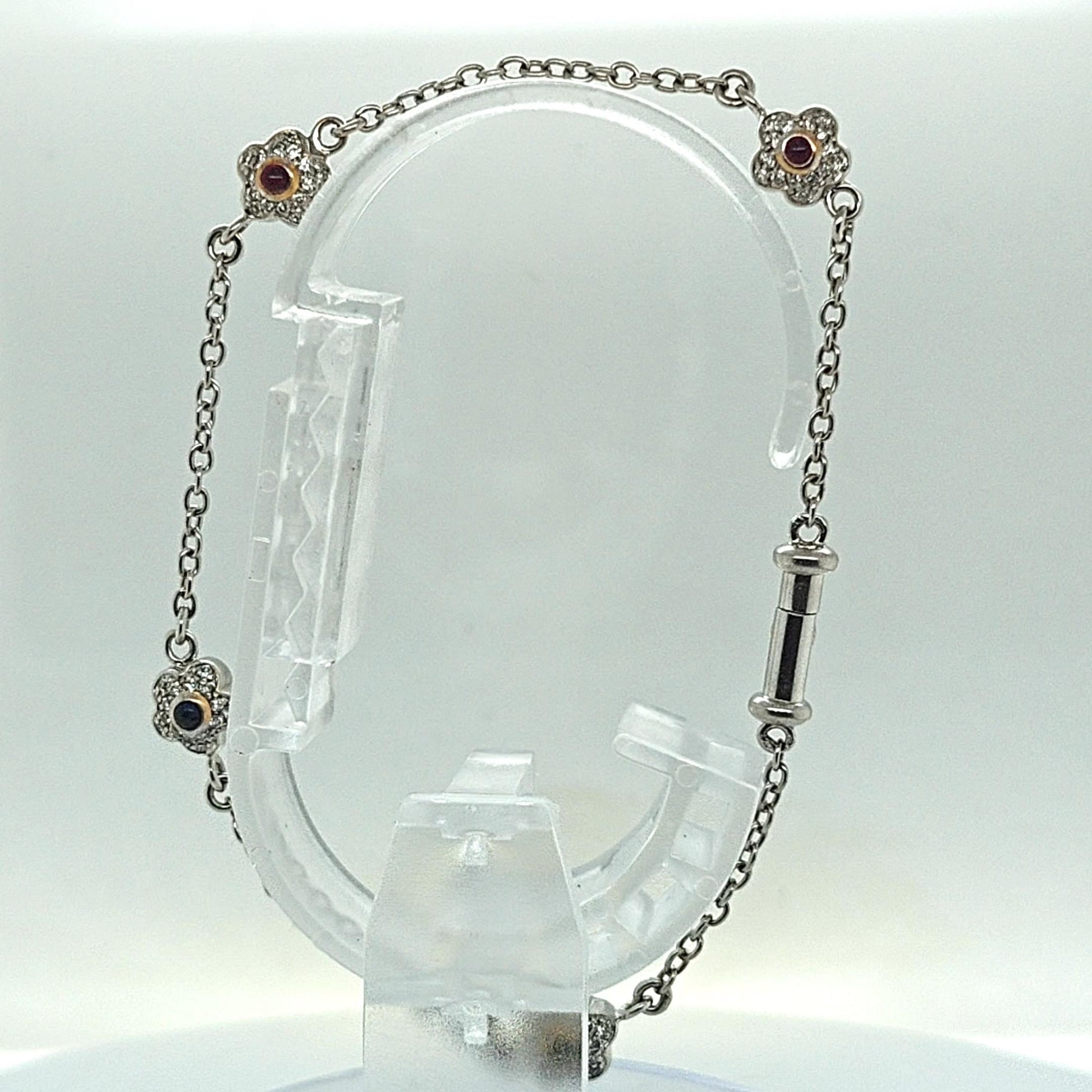 DIAMOND 4 BALL BRACELET GEMSTONES WHITE GOLD