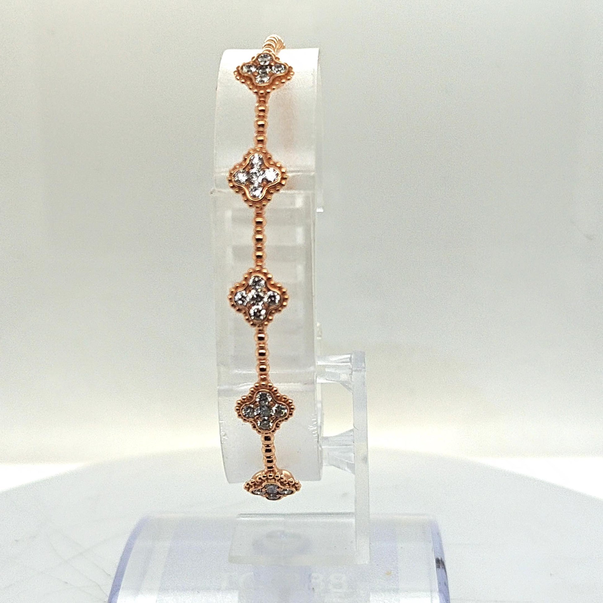 DIAMOND FLEXIBLE BANGLE 5 CLUSTERS 1.12CT ROSE GOLD