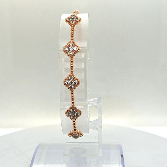 DIAMOND FLEXIBLE BANGLE 5 CLUSTERS 1.12CT ROSE GOLD