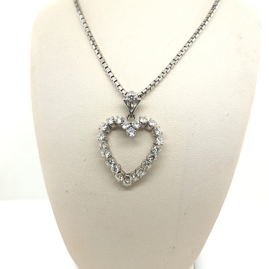 DIAMOND HEART PENDANT NECKLACE 3.0CT WHITE GOLD