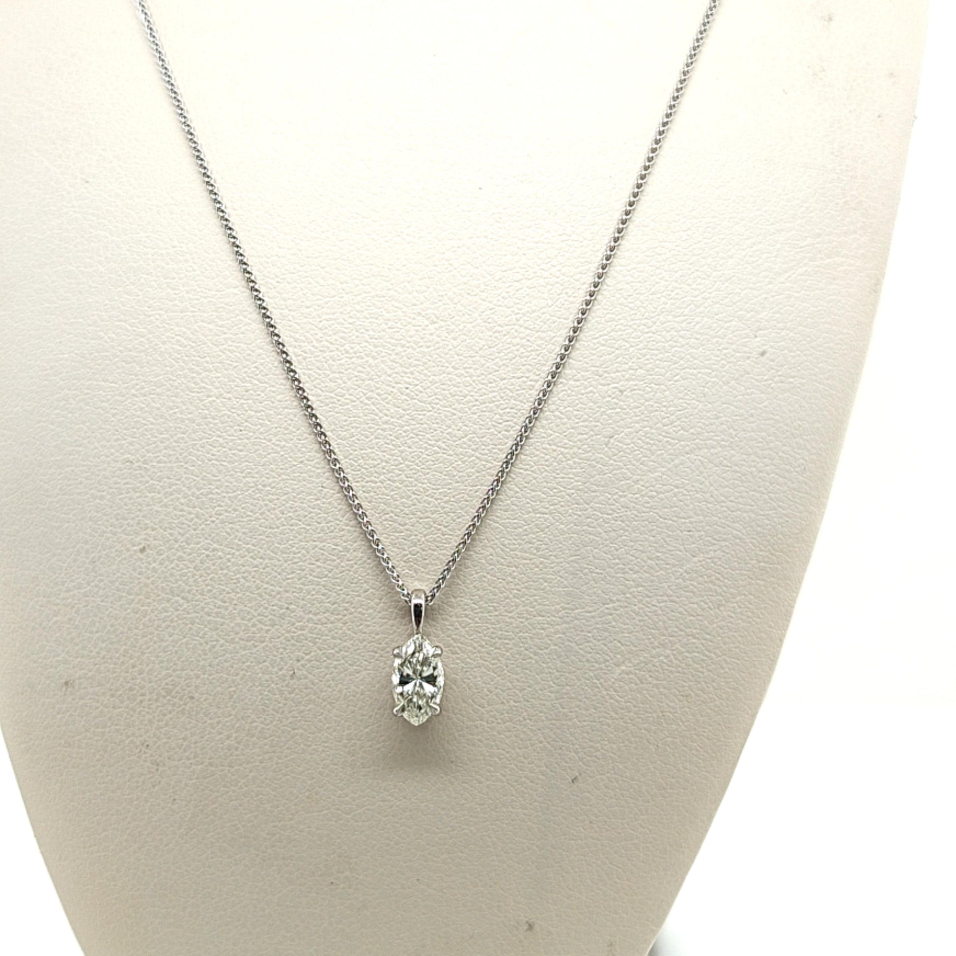 DIAMOND MARQUISE PENDANT NECKLACE 0.62CT WHITE GOLD
