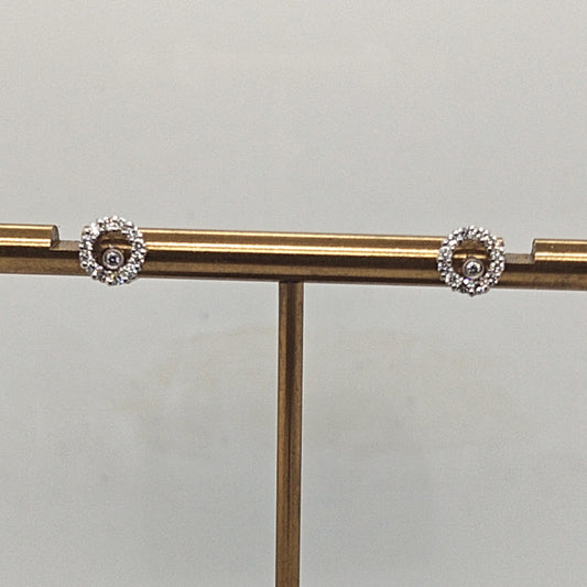 DIAMOND CLUSTER EARRINGS 0.45CT WHITE GOLD