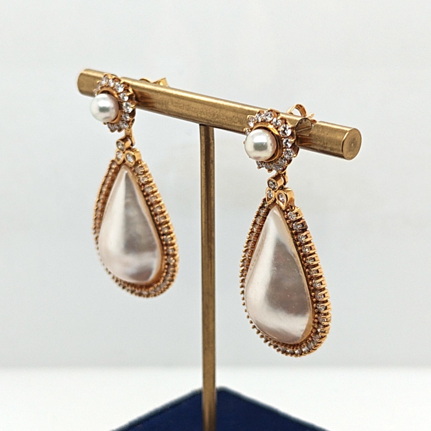 MABE PEARL AND DIAMOND DANGLE EARRINGS CONVERTIBLE STYLES