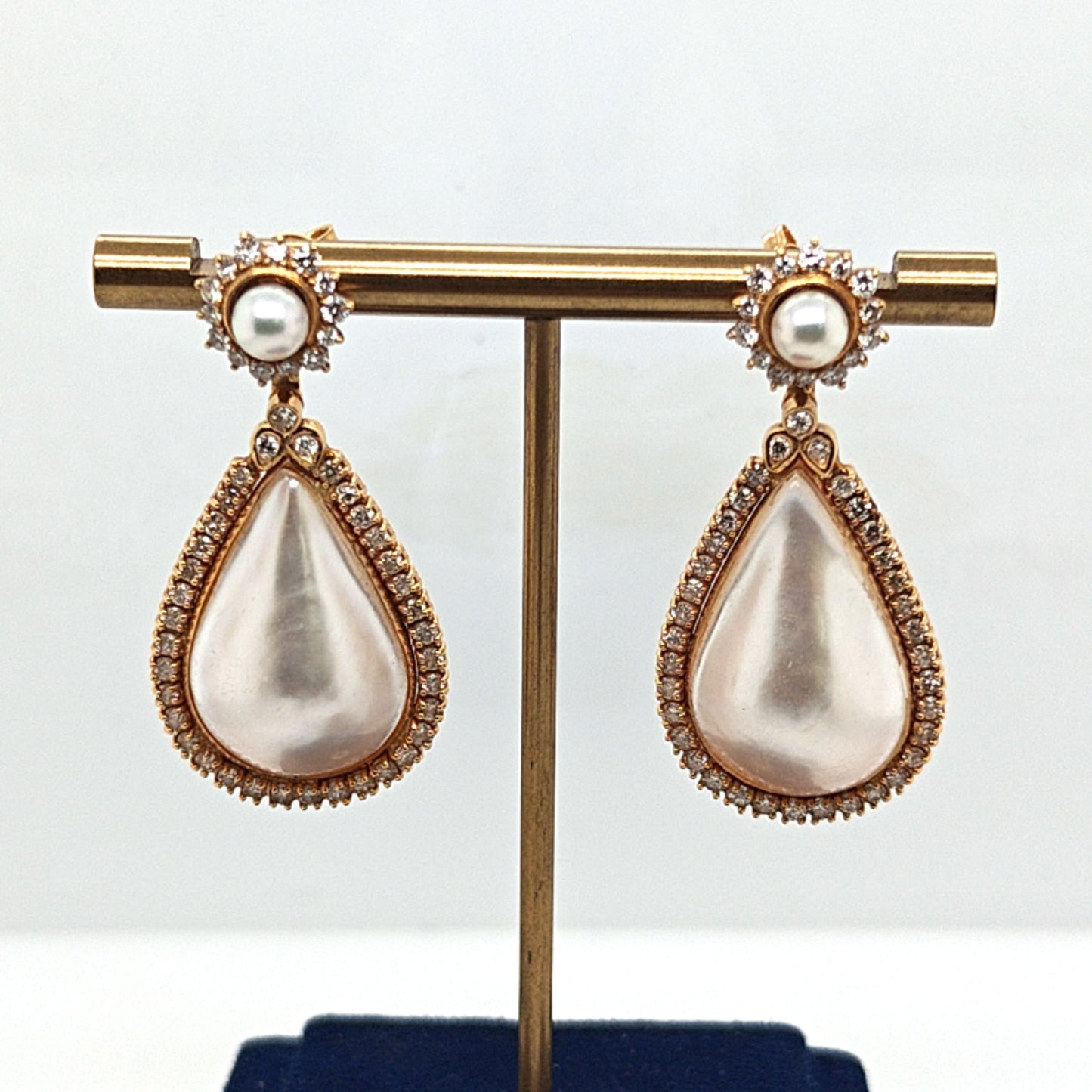 MABE PEARL AND DIAMOND DANGLE EARRINGS CONVERTIBLE STYLES