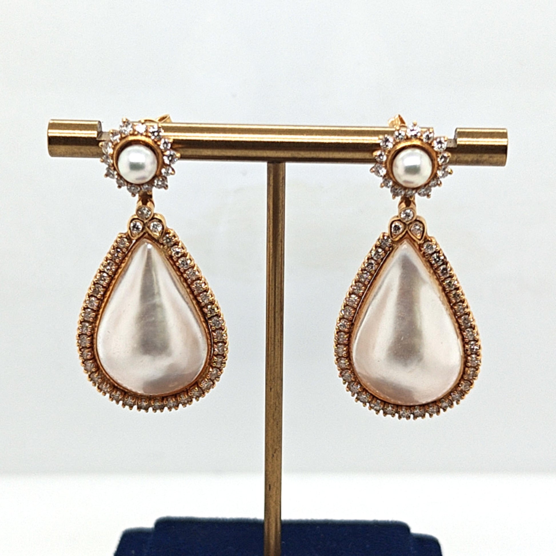 MABE PEARL AND DIAMOND DANGLE EARRINGS CONVERTIBLE STYLES