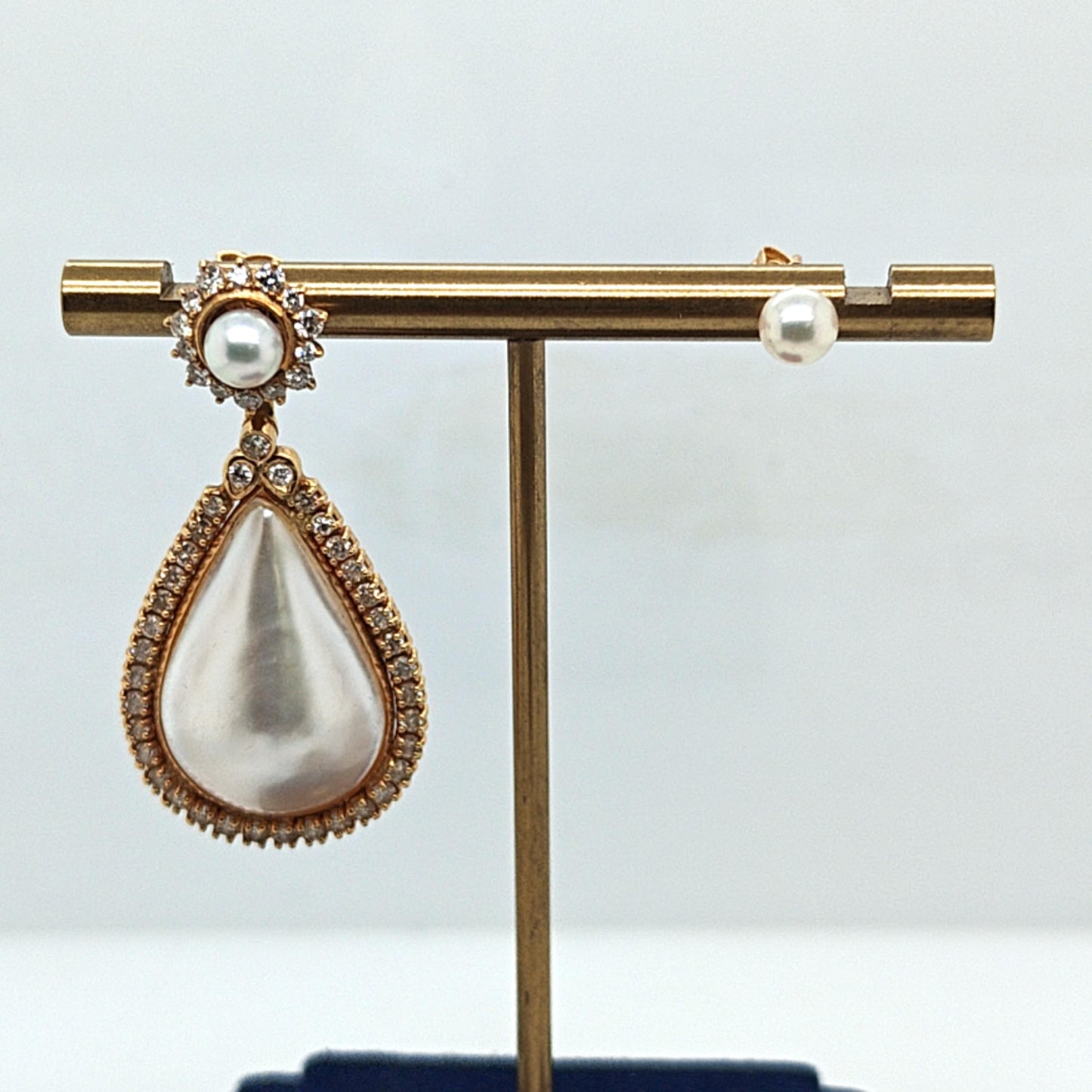 MABE PEARL AND DIAMOND DANGLE EARRINGS CONVERTIBLE STYLES