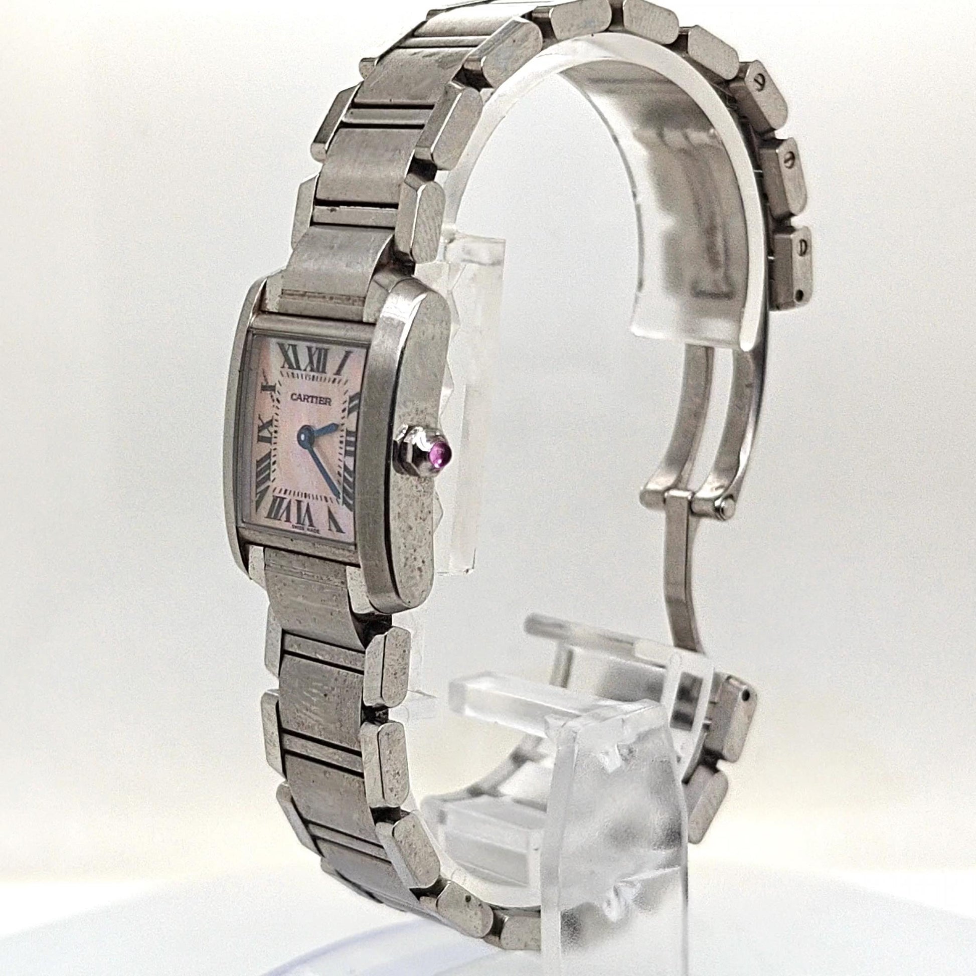 CARTIER TANK FRANCAISE PINK DIAL 20MM STAINLESS STEEL