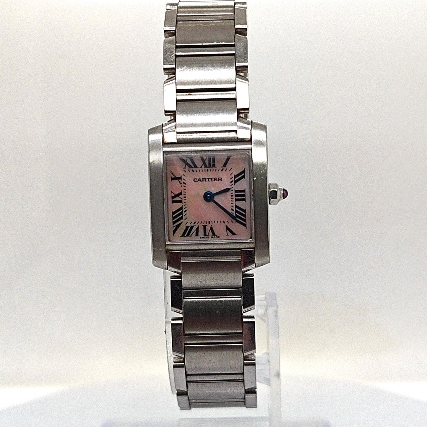 CARTIER TANK FRANCAISE PINK DIAL 20MM STAINLESS STEEL