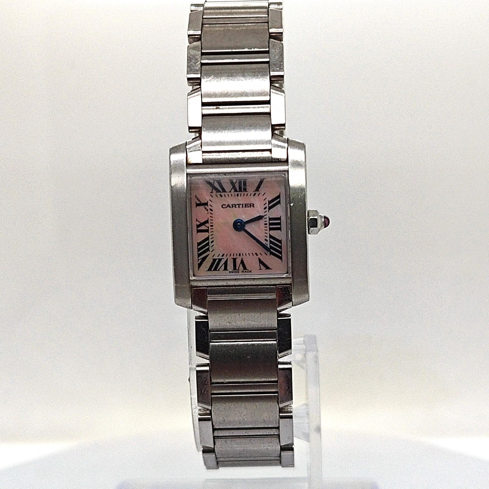 CARTIER TANK FRANCAISE PINK DIAL 20MM STAINLESS STEEL
