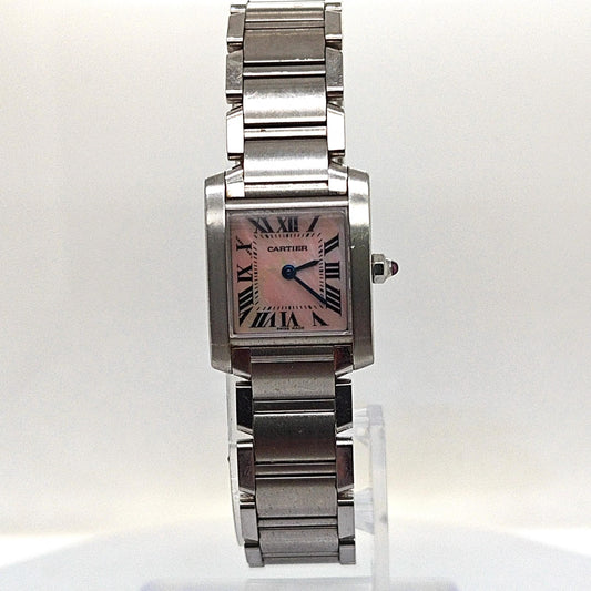 CARTIER TANK FRANCAISE PINK DIAL 20MM STAINLESS STEEL