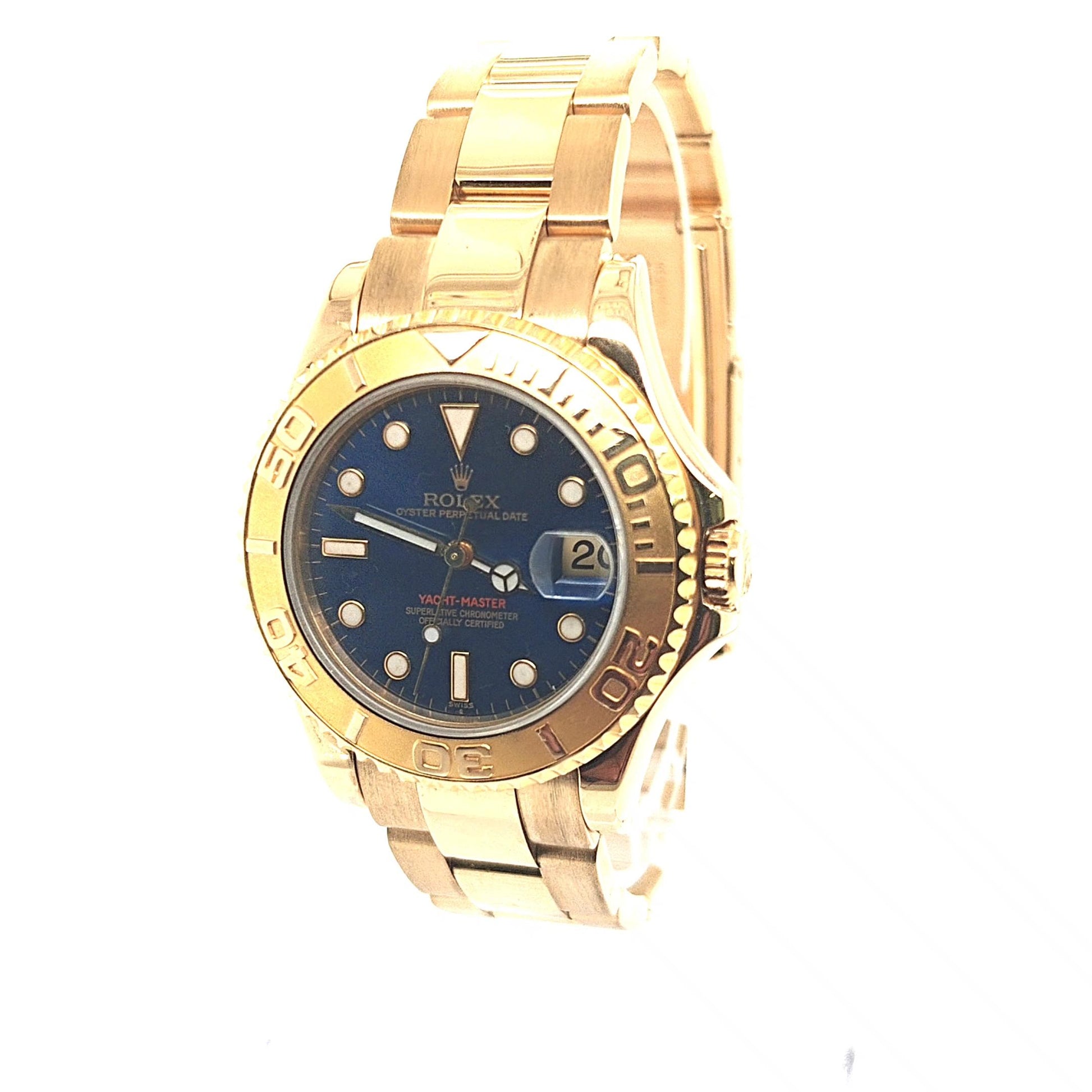 ROLEX YACHTMASTER 35MM BLUE DIAL YELLOW GOLD