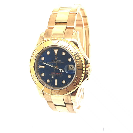ROLEX YACHTMASTER 35MM BLUE DIAL YELLOW GOLD
