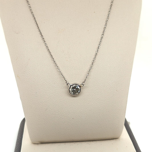 SOLITAIRE PENDANT NECKLACE 0.93CT PLATINUM AND WHITE GOLD