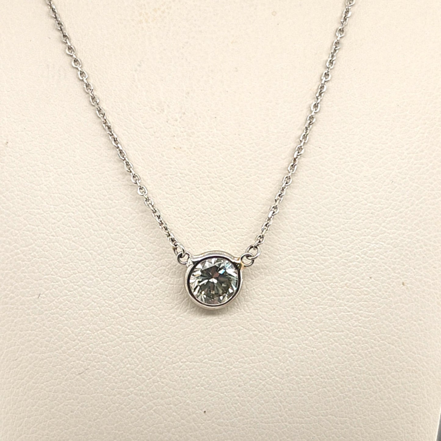 SOLITAIRE PENDANT NECKLACE 0.93CT PLATINUM AND WHITE GOLD