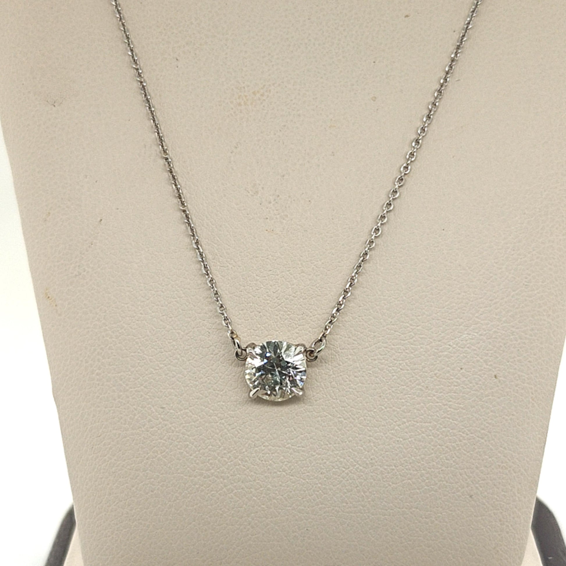 DIAMOND SOLITAIRE PENDANT NECKLACE 1.26CT PLATINUM AND WHITE GOLD