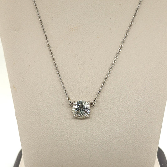 DIAMOND SOLITAIRE PENDANT NECKLACE 1.26CT PLATINUM AND WHITE GOLD