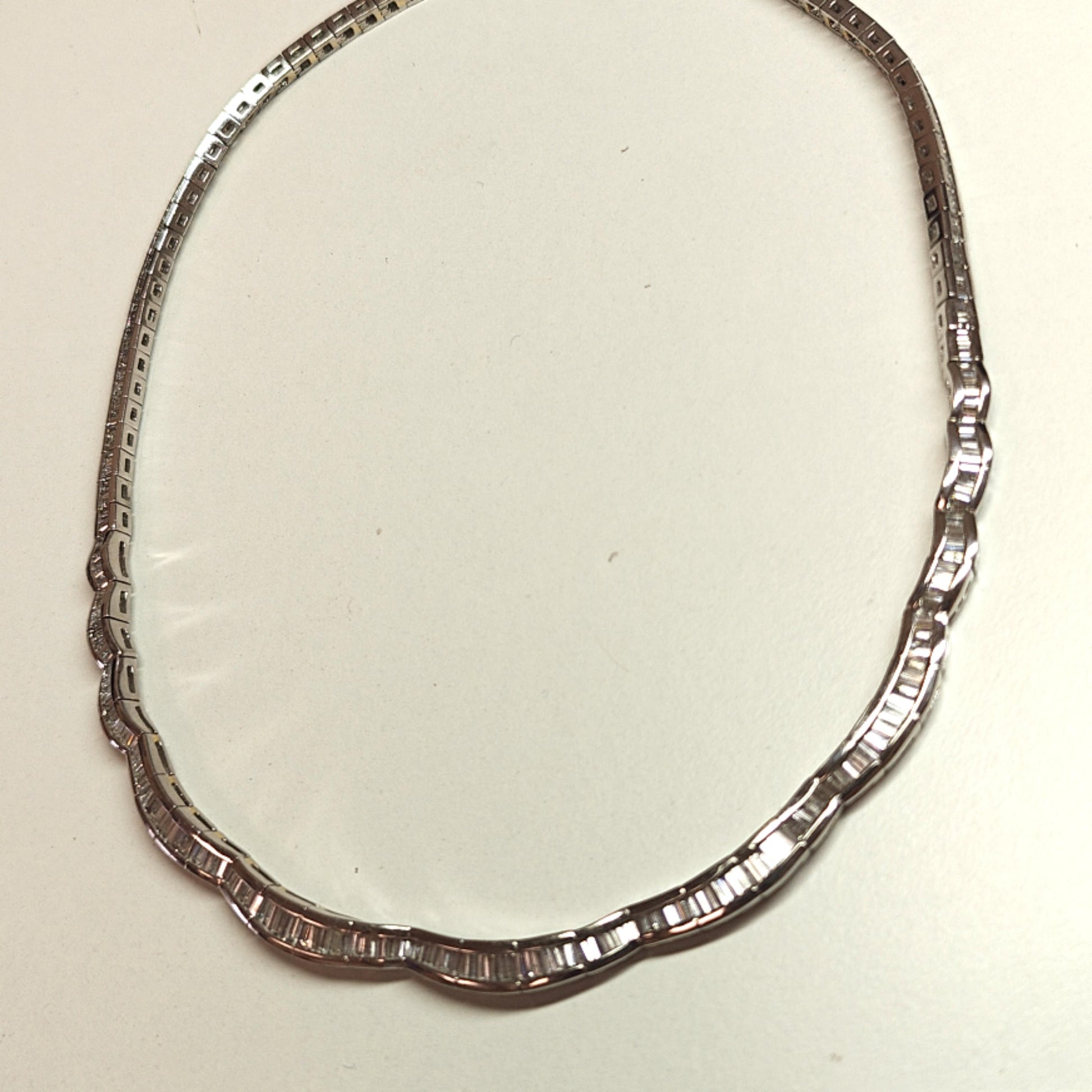 DIAMOND NECKLACE HANDMADE 12.33CT BAGUETTES PLATINUM