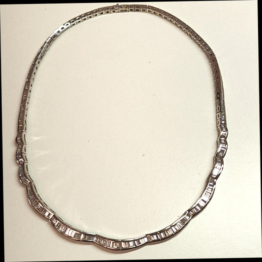 DIAMOND NECKLACE HANDMADE 12.33CT BAGUETTES PLATINUM