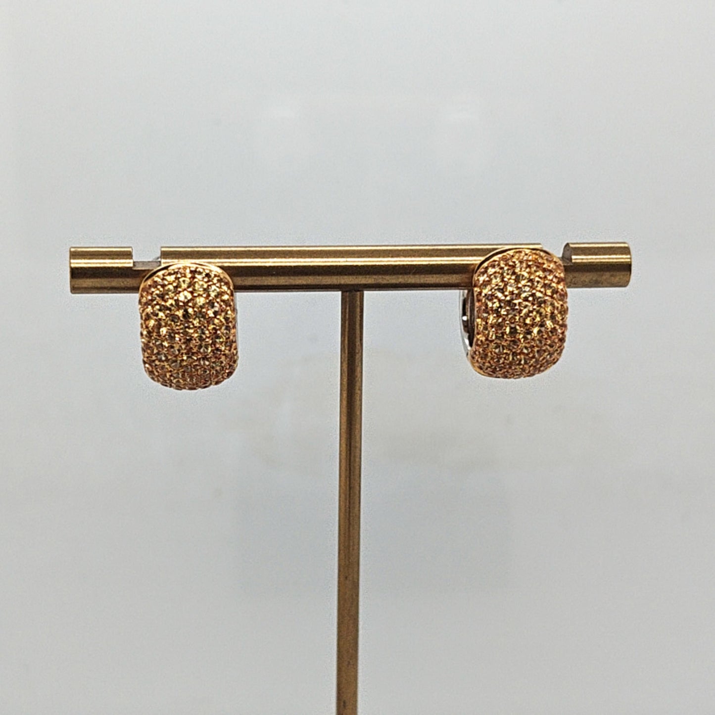 YELLOW SAPPHIRES HUGGIE EARRINGS 2.07CT TWO TONE GOLD