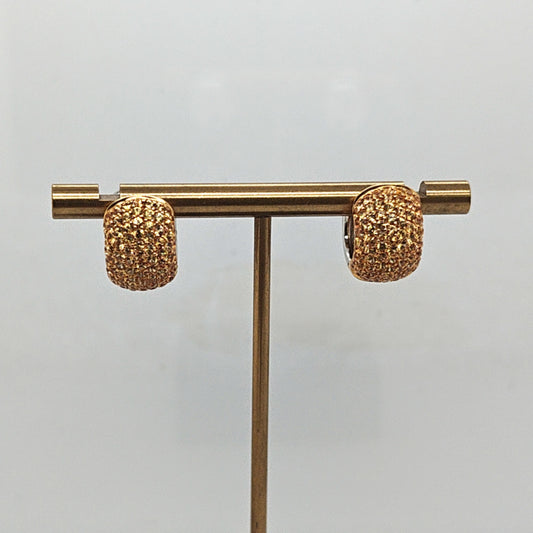 YELLOW SAPPHIRES HUGGIE EARRINGS 2.07CT TWO TONE GOLD