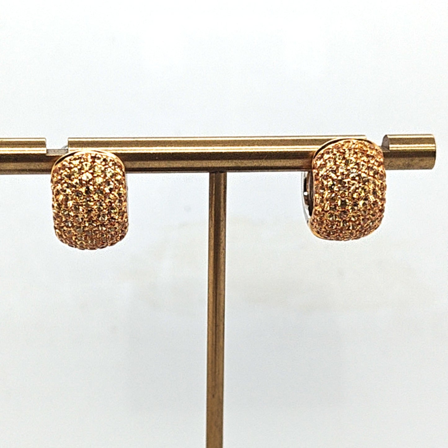 YELLOW SAPPHIRES HUGGIE EARRINGS 2.07CT TWO TONE GOLD