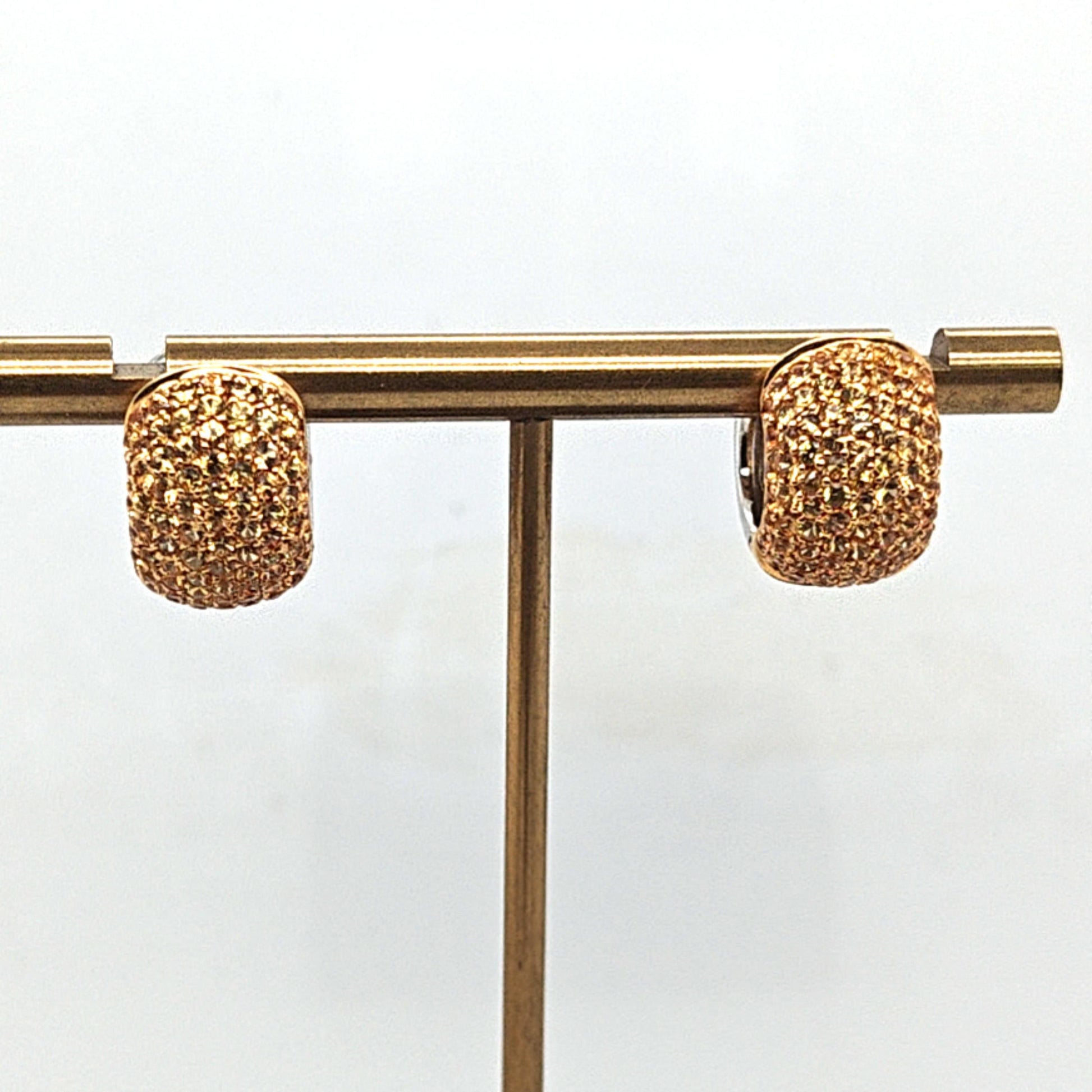 YELLOW SAPPHIRES HUGGIE EARRINGS 2.07CT TWO TONE GOLD