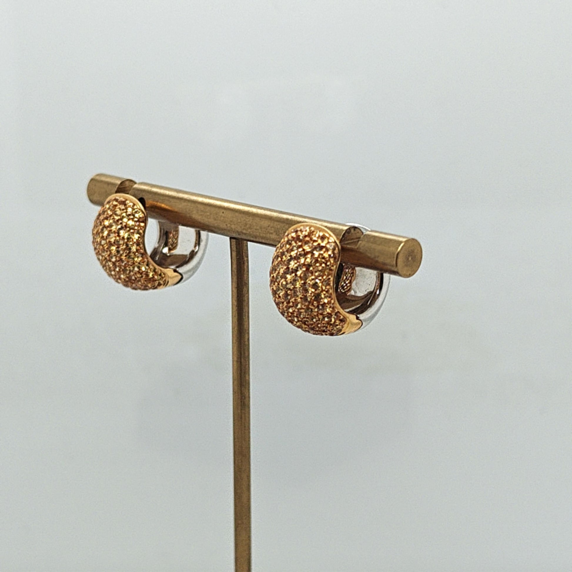 YELLOW SAPPHIRES HUGGIE EARRINGS 2.07CT TWO TONE GOLD