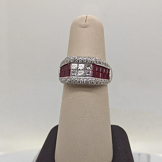 DIAMOND AND RUBY INVISIBLE SET 2.02CT RING WHITE GOLD