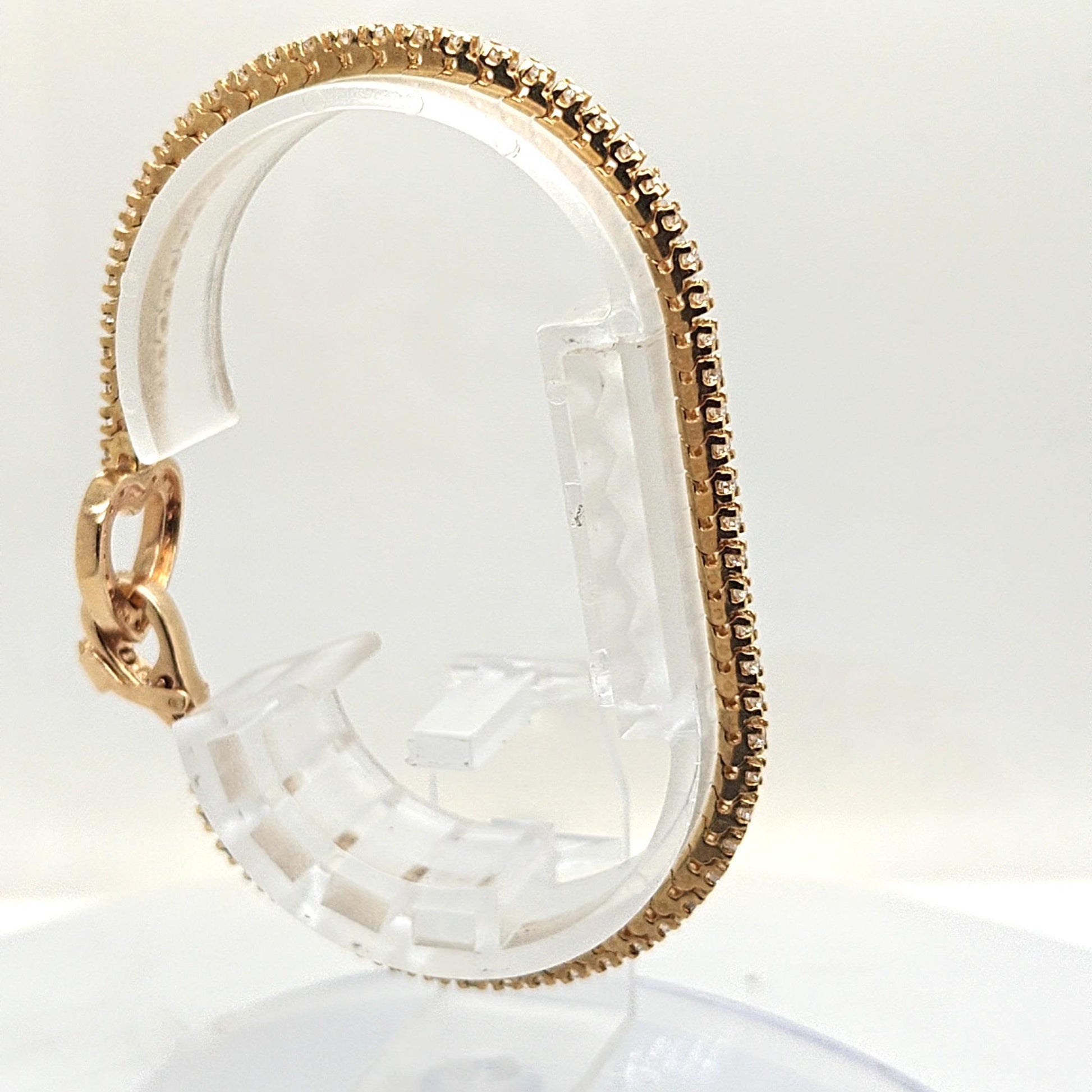 DIAMOND TENNIS BRACELET 2.07CT HEART CLASP YELLOW GOLD