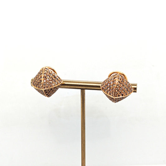 CHAMPAGNE DIAMOND EARRINGS 3.25CT PYRAMID ROSE GOLD