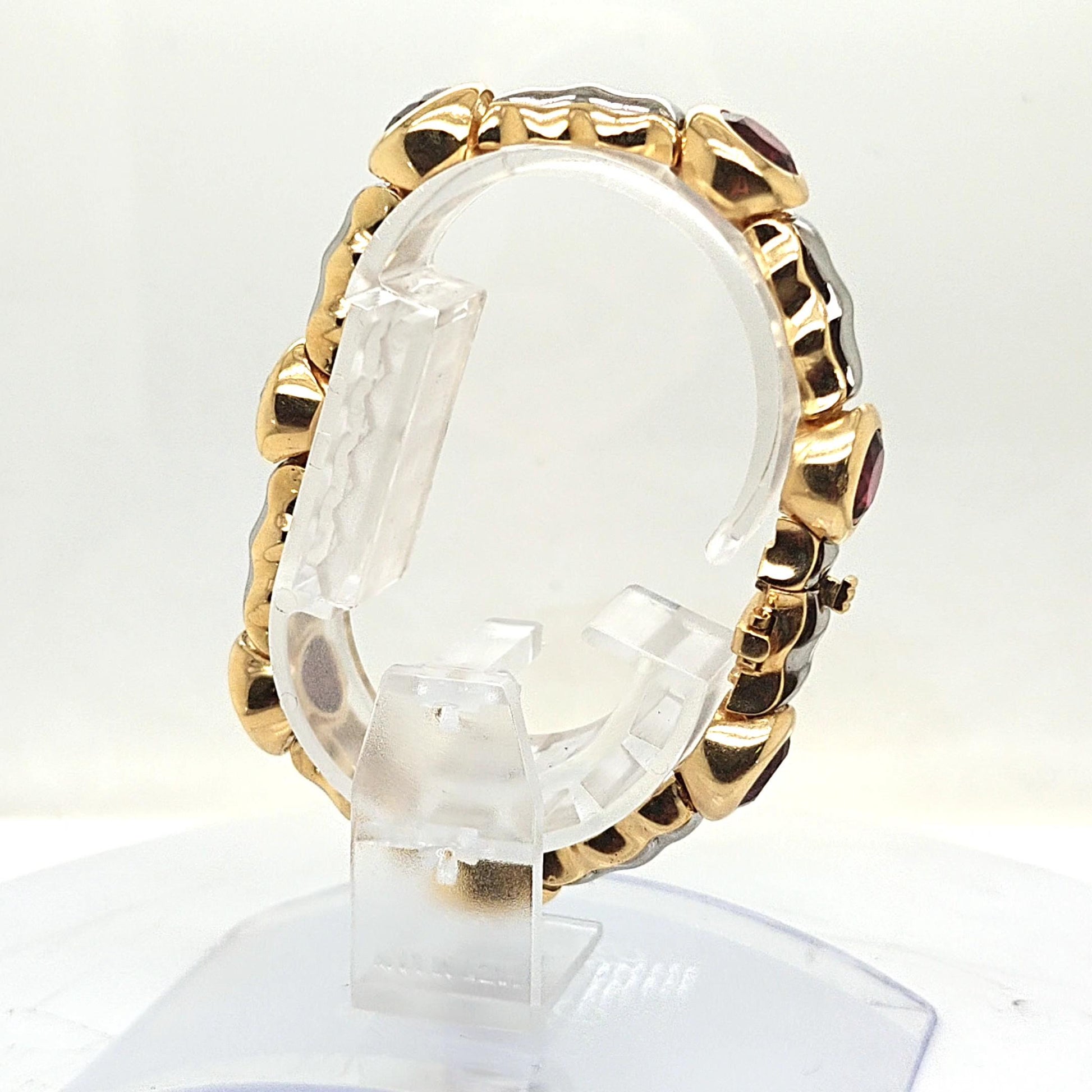 GARNET BRACELET IN TWO TONE GOLD