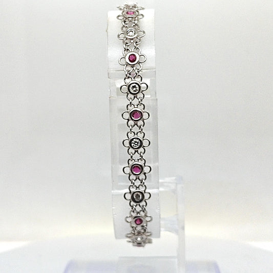 DIAMOND AND RUBY BRACELET HANDMADE PLATINUM