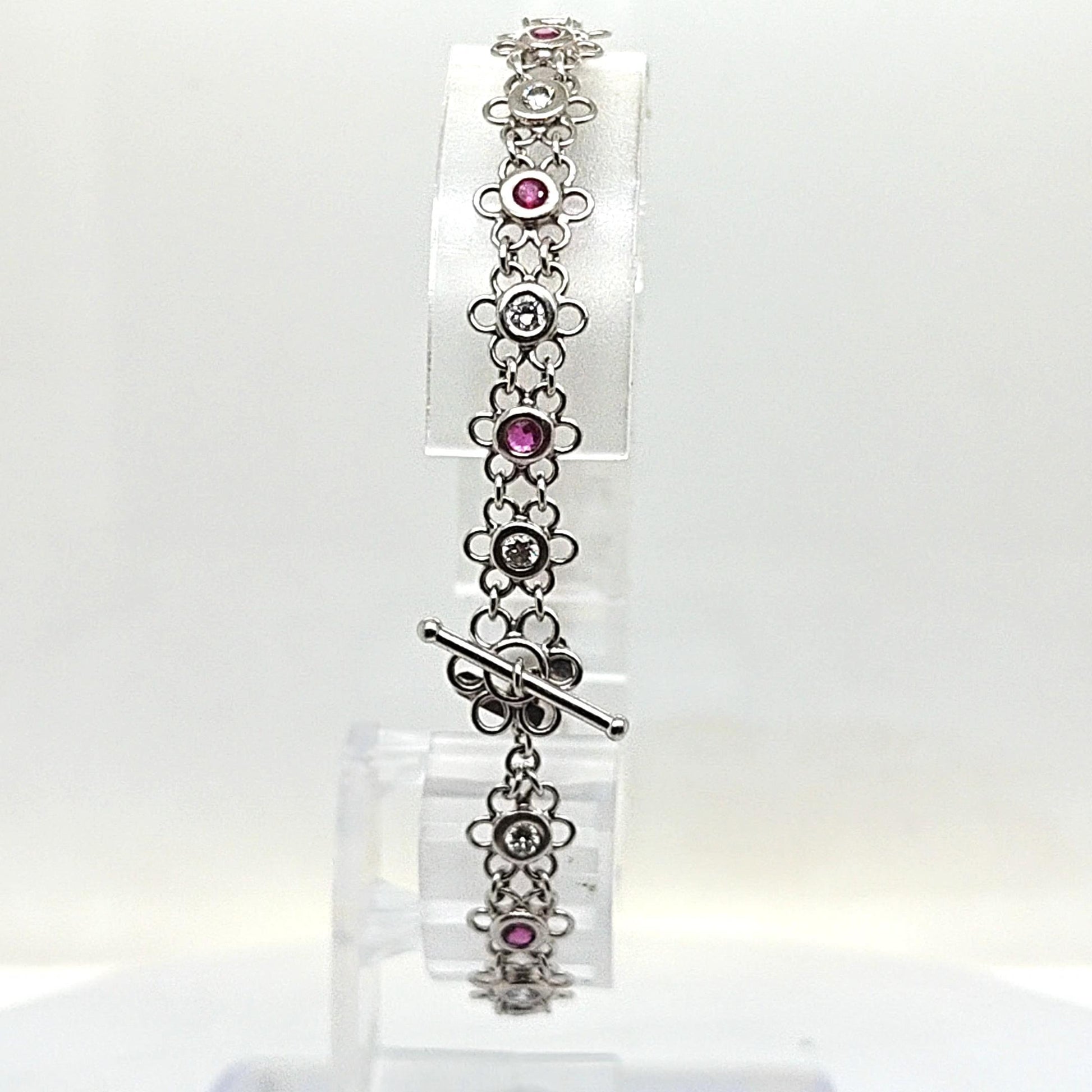 DIAMOND AND RUBY BRACELET HANDMADE PLATINUM