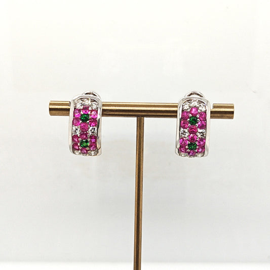 RUBY AND DIAMOND EARRINGS WHITE GOLD