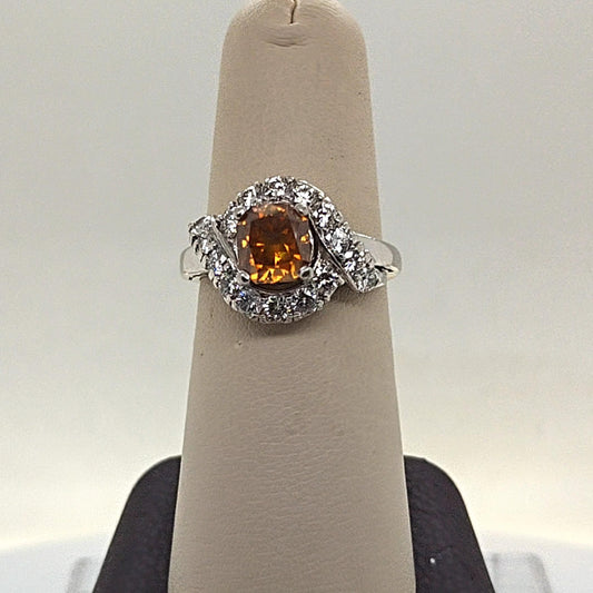ORANGE 2.03 DIAMOND CLUSTER RING PLATINUM