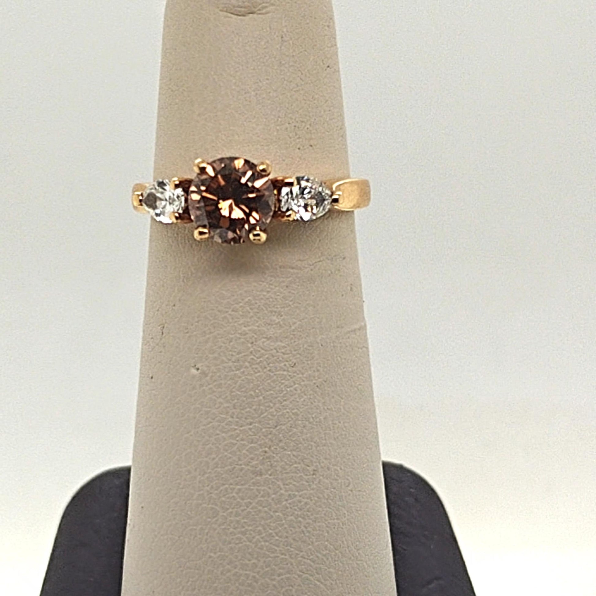 DIAMOND RING FANCY BROWN ROUND GIA 1.14CT YELLOW GOLD