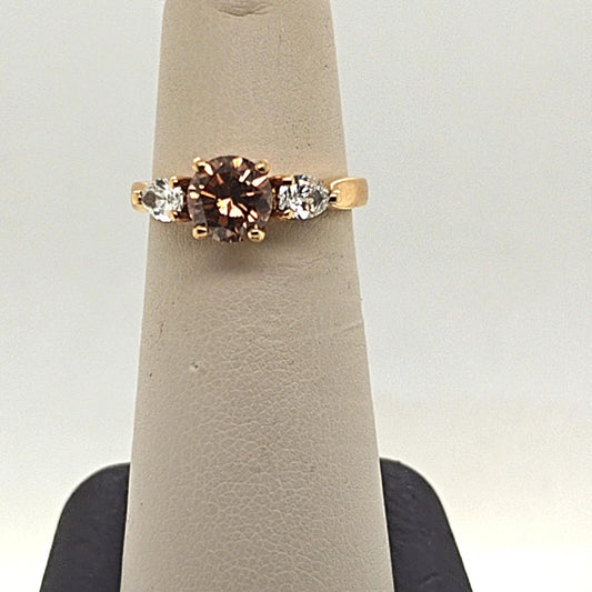 DIAMOND RING FANCY BROWN ROUND GIA 1.14CT YELLOW GOLD