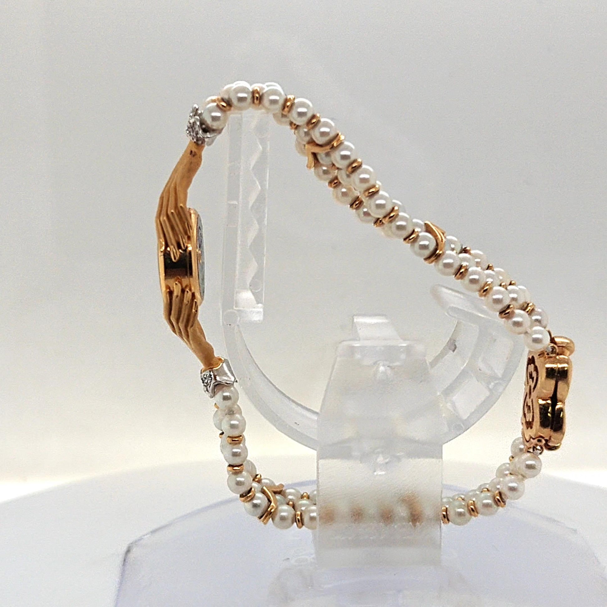 CARRERA Y CARRERA LADIES PEARL AND DIAMOND WATCH YELLOW GOLD VINTAGE