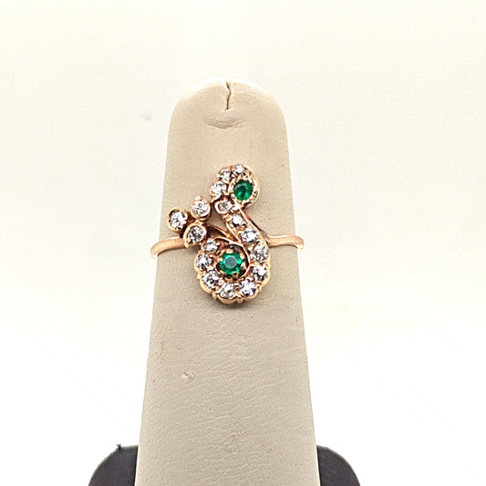 EMERALD AND DIAMOND ESTATE RING HANDMADE YELLOW GOLD