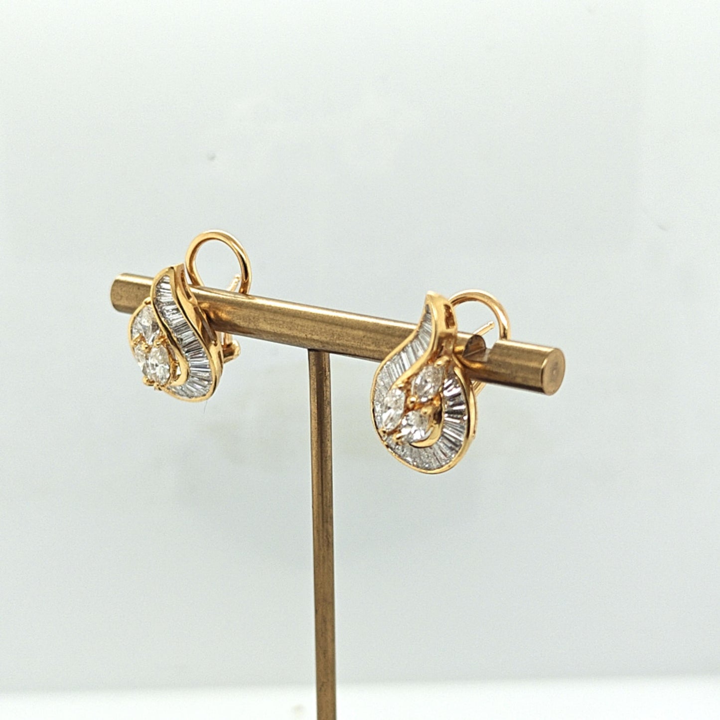 DIAMOND CLUSTER EARRINGS CHANNEL SET 4.05 CTW YELLOW GOLD