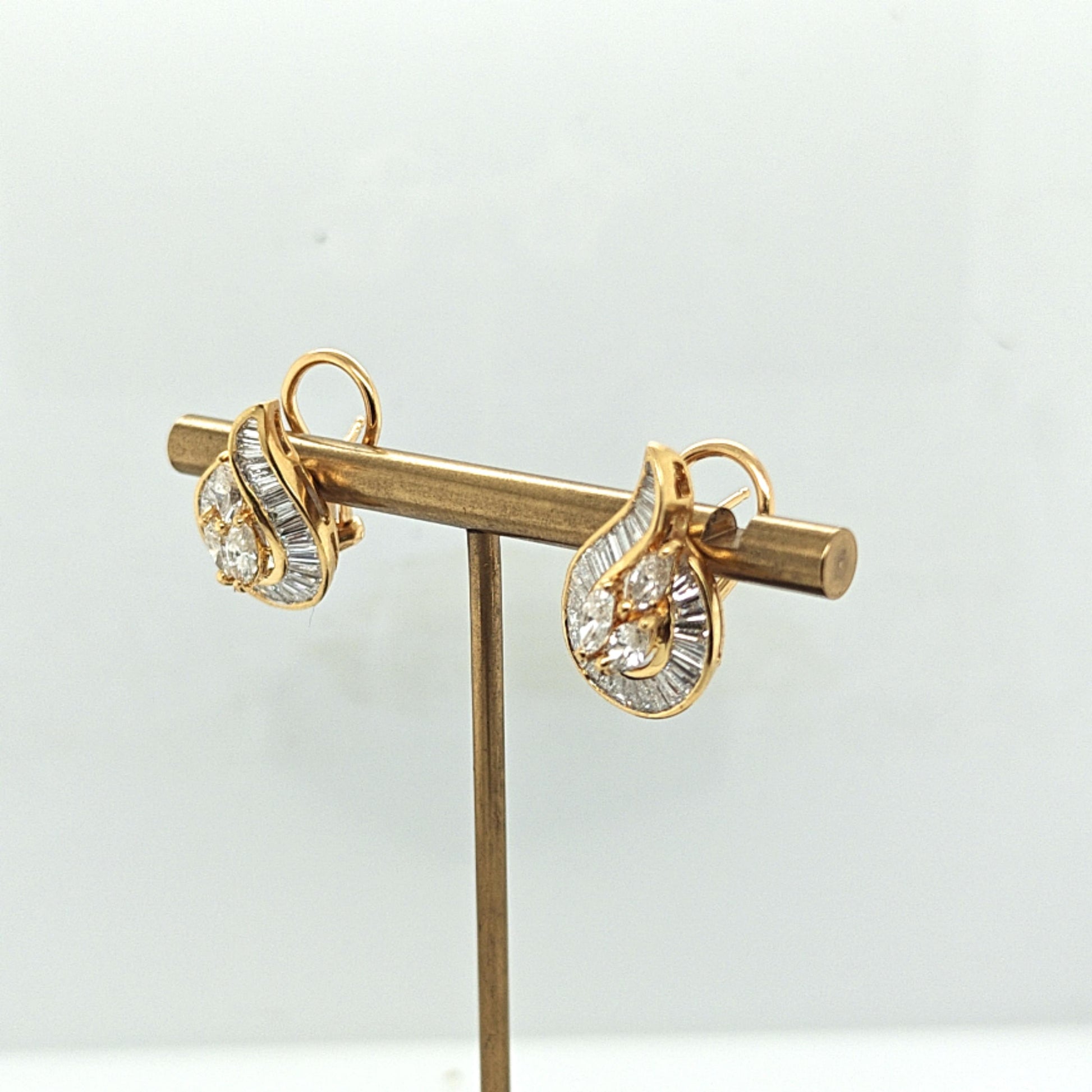 DIAMOND CLUSTER EARRINGS CHANNEL SET 4.05 CTW YELLOW GOLD