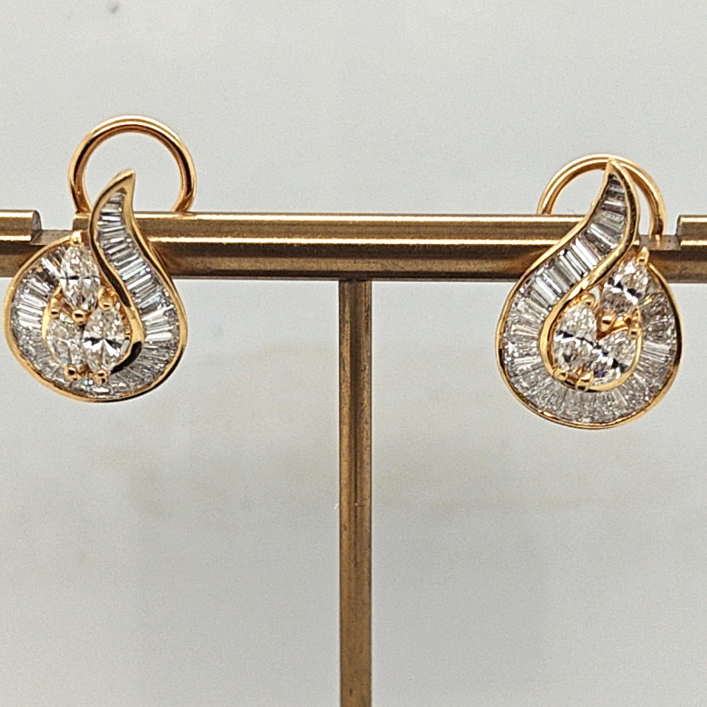 DIAMOND CLUSTER EARRINGS CHANNEL SET 4.05 CTW YELLOW GOLD