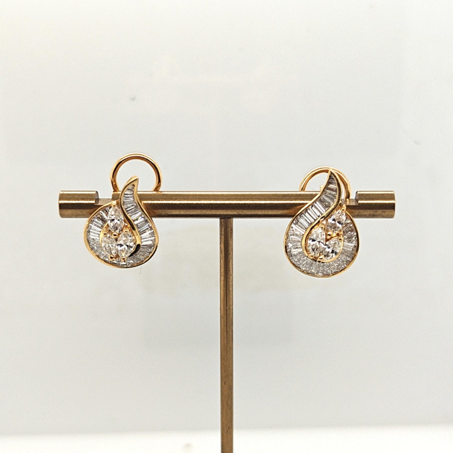 DIAMOND CLUSTER EARRINGS CHANNEL SET 4.05 CTW YELLOW GOLD