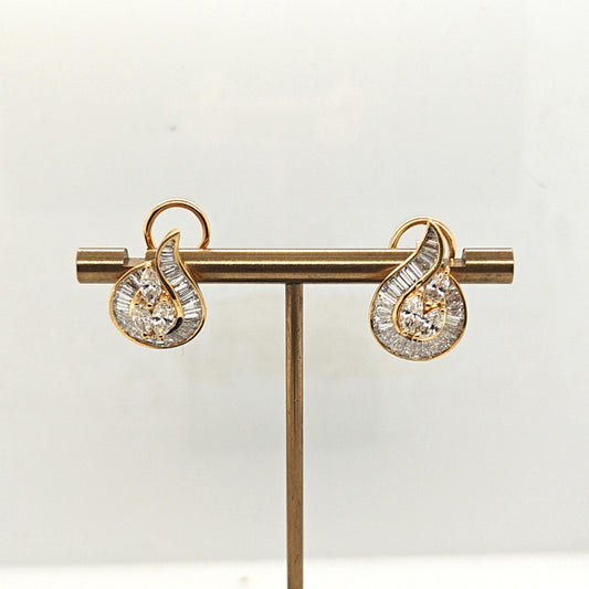 DIAMOND CLUSTER EARRINGS CHANNEL SET 4.05 CTW YELLOW GOLD