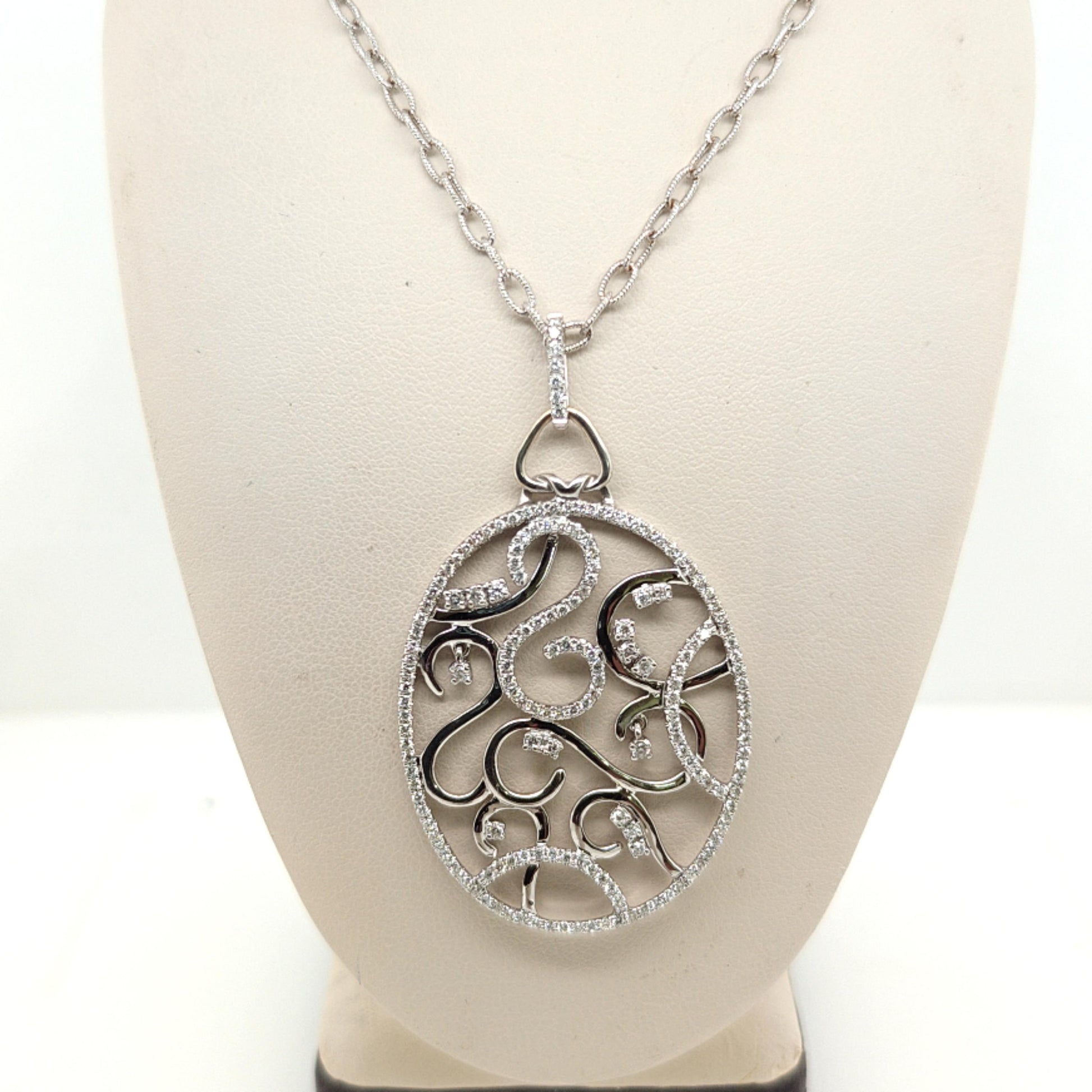 DIAMOND PENDANT NECKLACE 1.02CT WHITE GOLD