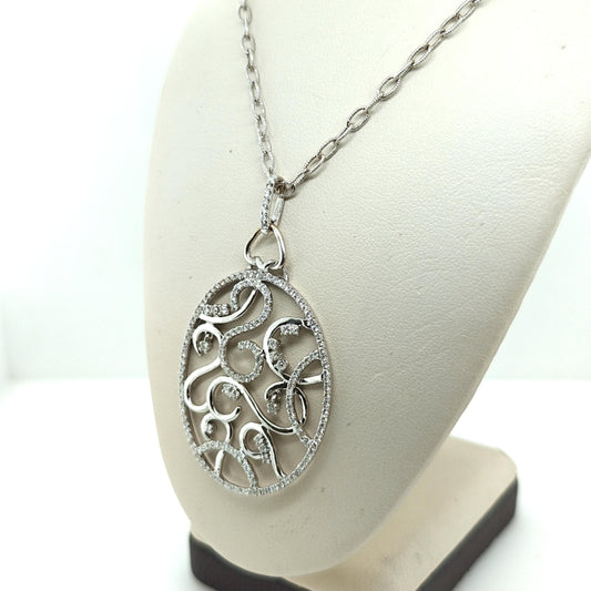 DIAMOND PENDANT NECKLACE 1.02CT WHITE GOLD