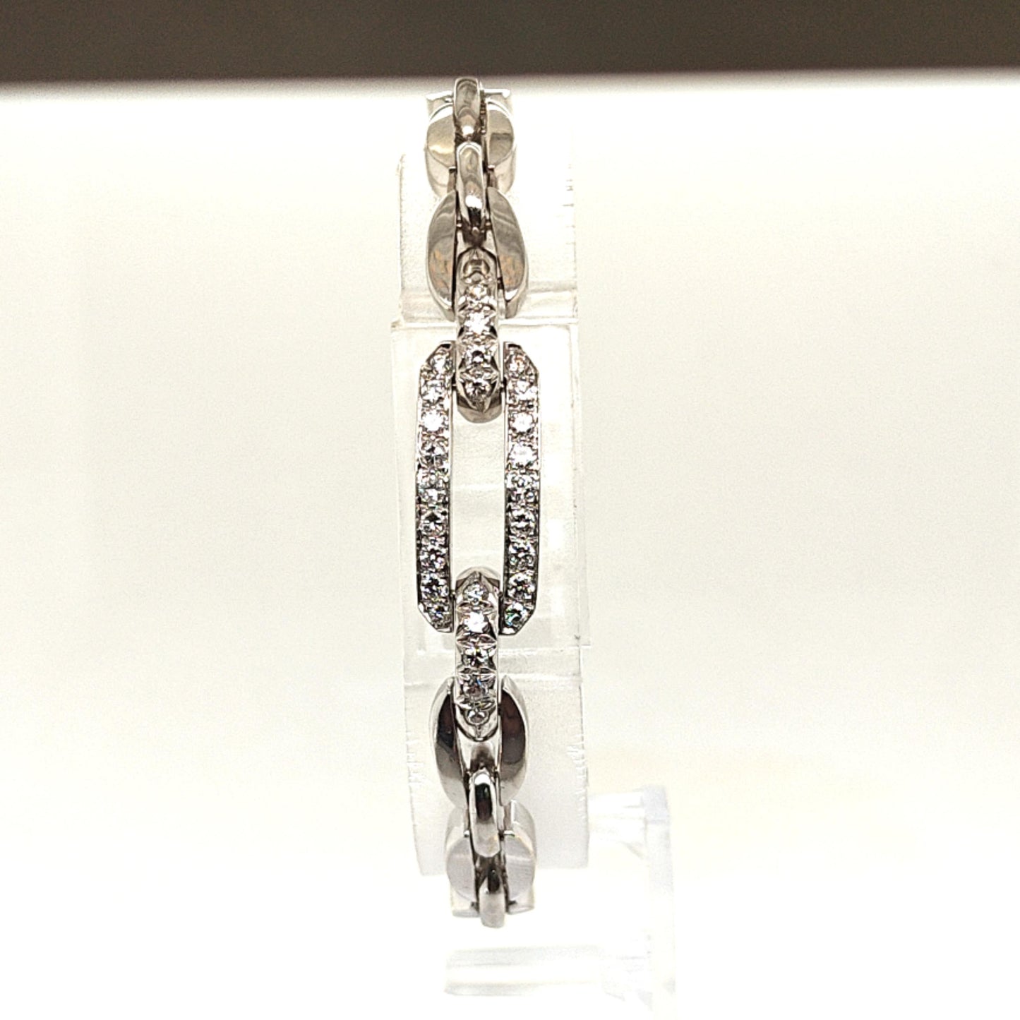 DIAMOND BAR LINK BRACELET 0.85CTW WHITE GOLD