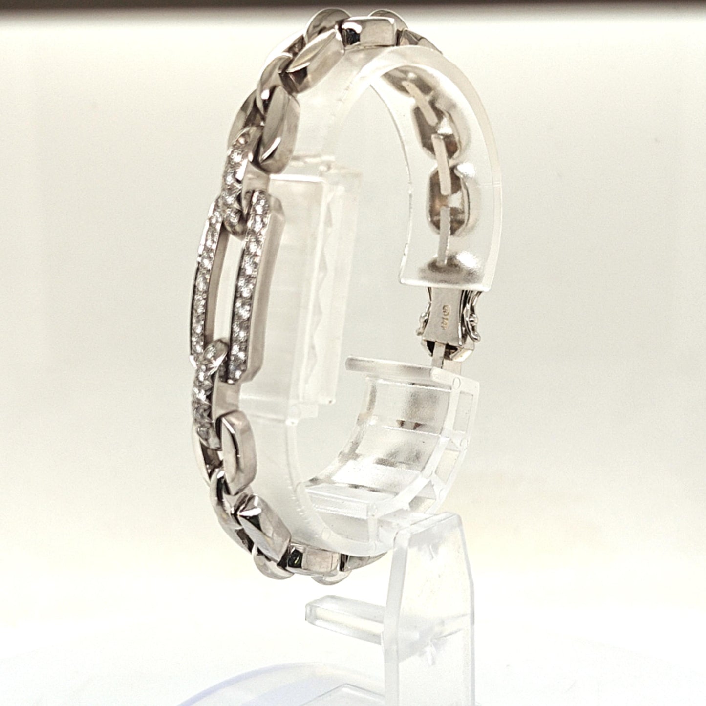 DIAMOND BAR LINK BRACELET 0.85CTW WHITE GOLD